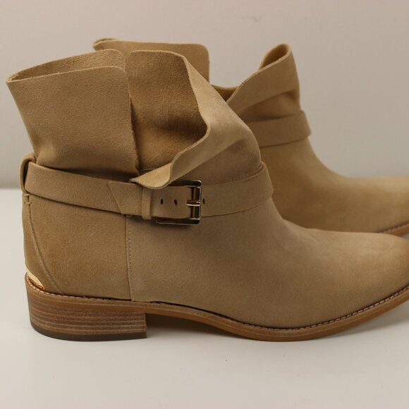 Michael Kors The Jet Set 6 Walton Bone Tan Suede Leather Ankle Boots Size 10 - Picture 4 of 9
